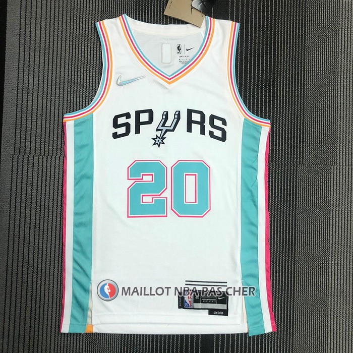 Maillot San Antonio Spurs Manu Ginobili NO 20 Ville 2021-22 Blanc